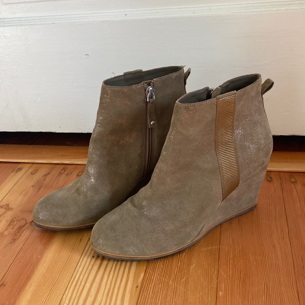 Linea Paolo Suede Wedge Booties 8.5